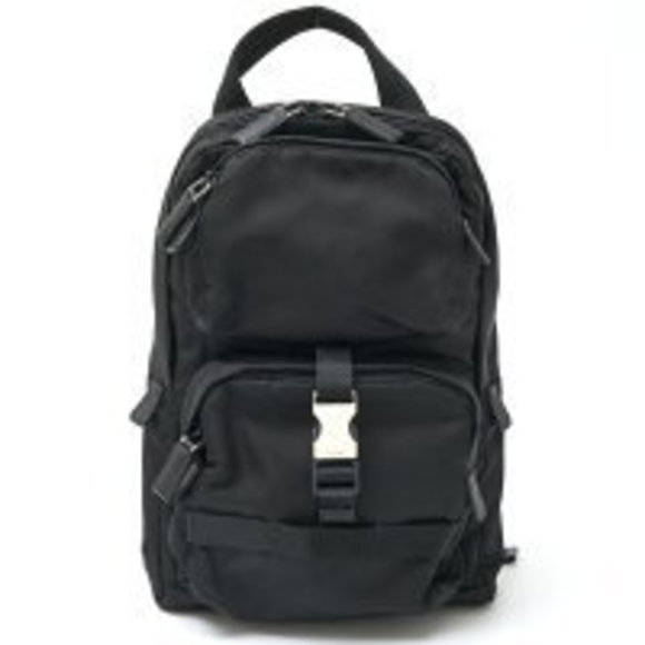 Prada Nylon Crossbody Bag Shoulder Bag Saffiano Black Triangular - Picture 1 of 7